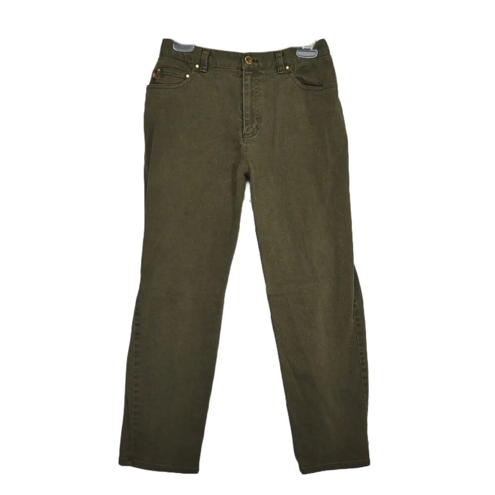 Ralph Lauren Jeans Co Women's 10P Olive Green Straight Leg Stretch Denim 28x27"